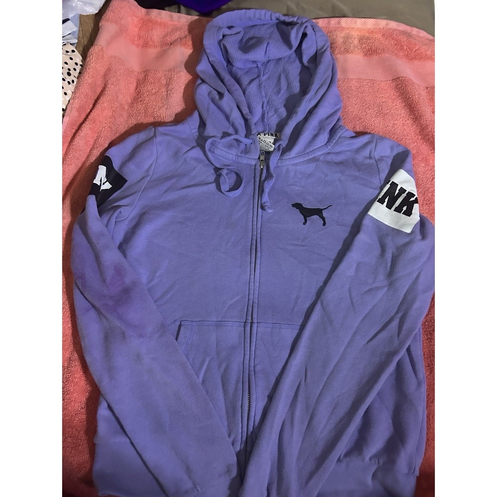 Victoria Secret Pink Hoodie Purple Full Zip‎ Dog Small